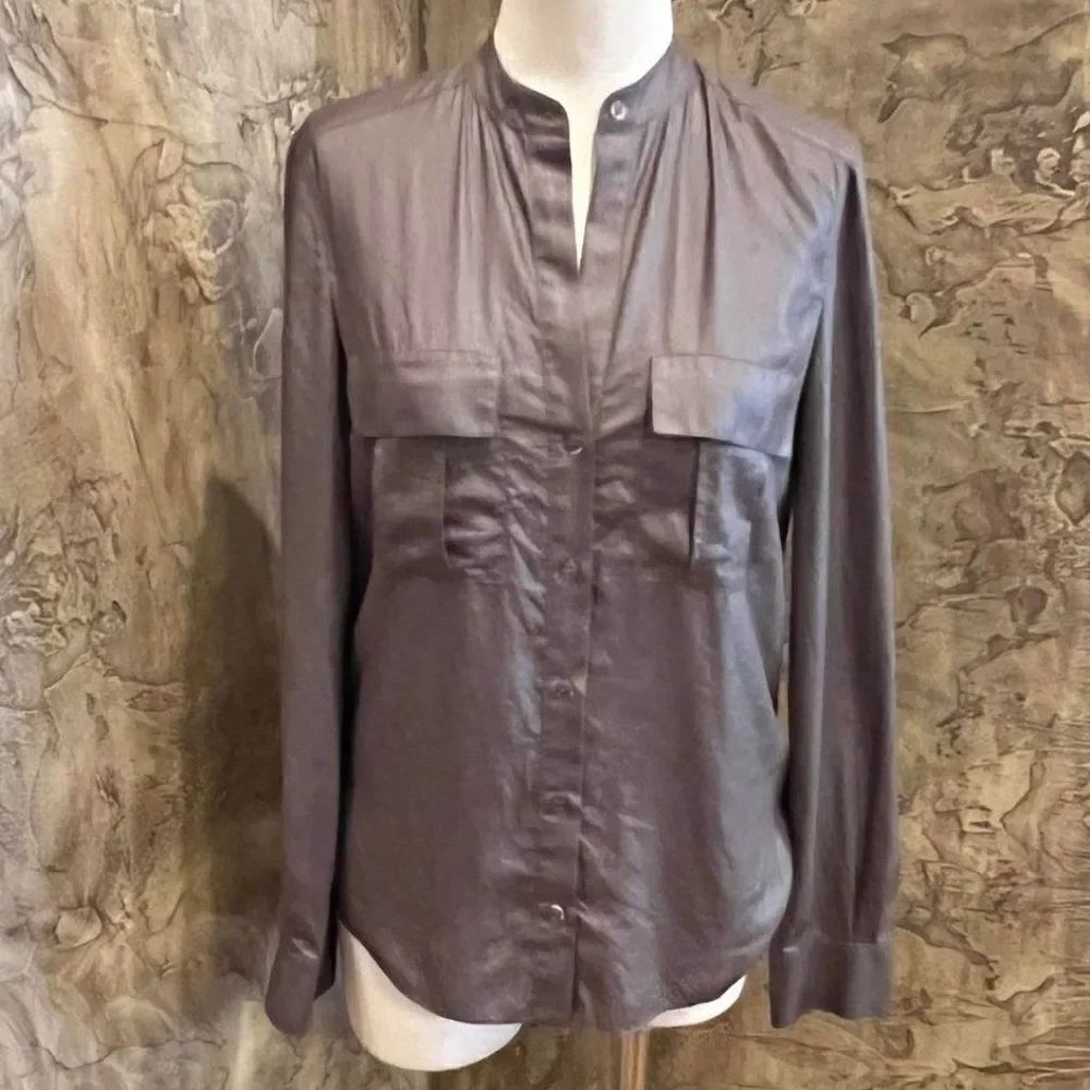 BCBGMAXAZRIA Long Sleeve Silky Button Down Shirt Size X-Small